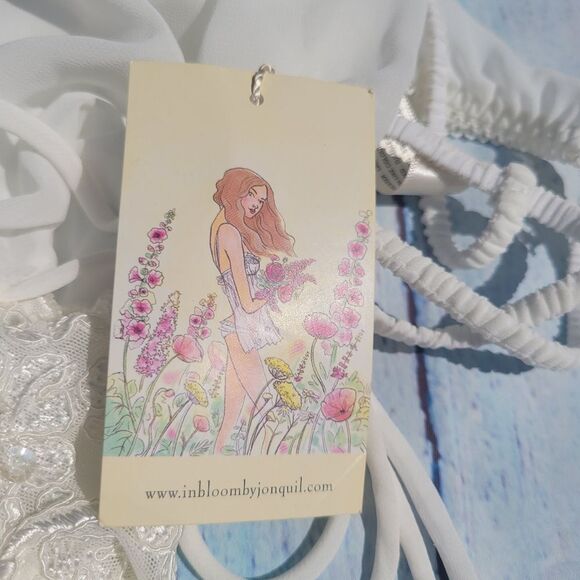 In Bloom by Jonquil Women's Ivory Lace Spaghetti Sleep Mini Dress Size Small - Picture 8 of 13